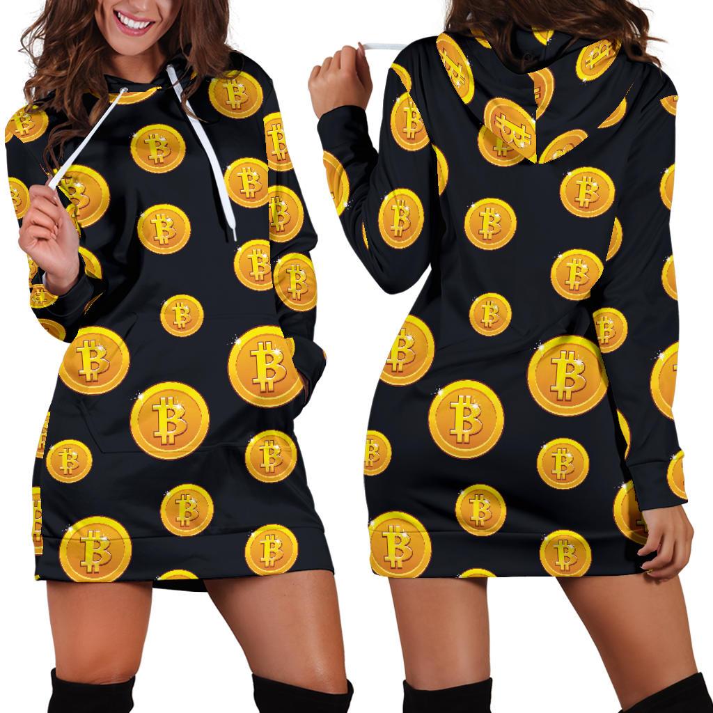 Bitcoin Pattern Print Design DO04 Women Hoodie Dress