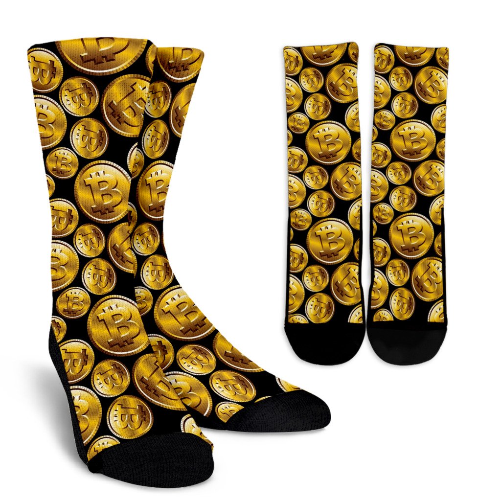 Bitcoin Pattern Print Design DO05 Crew Socks-JORJUNE.COM
