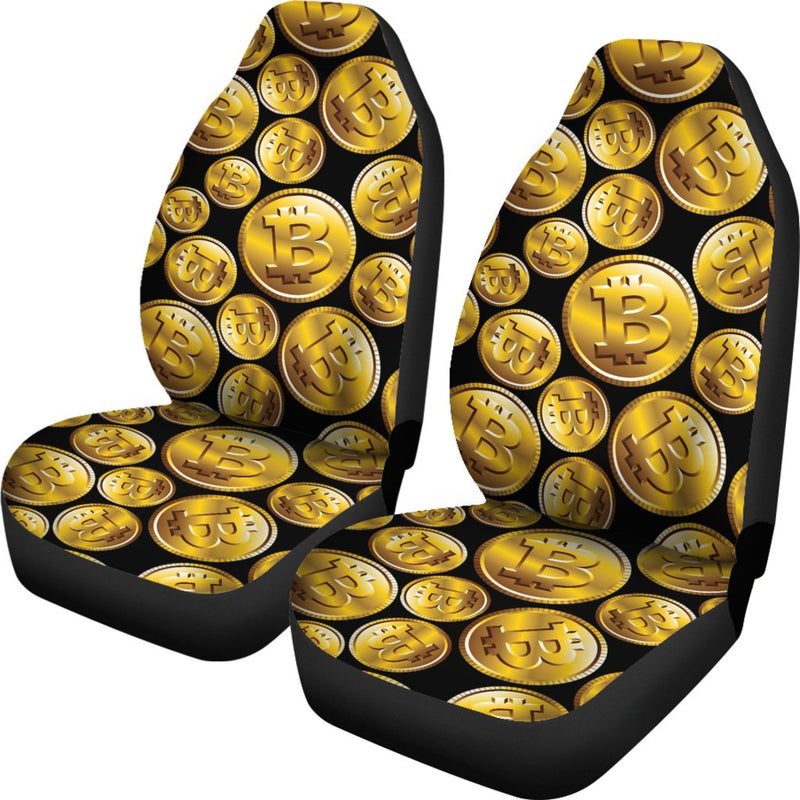 Bitcoin Pattern Print Design DO05 Universal Fit Car Seat Covers