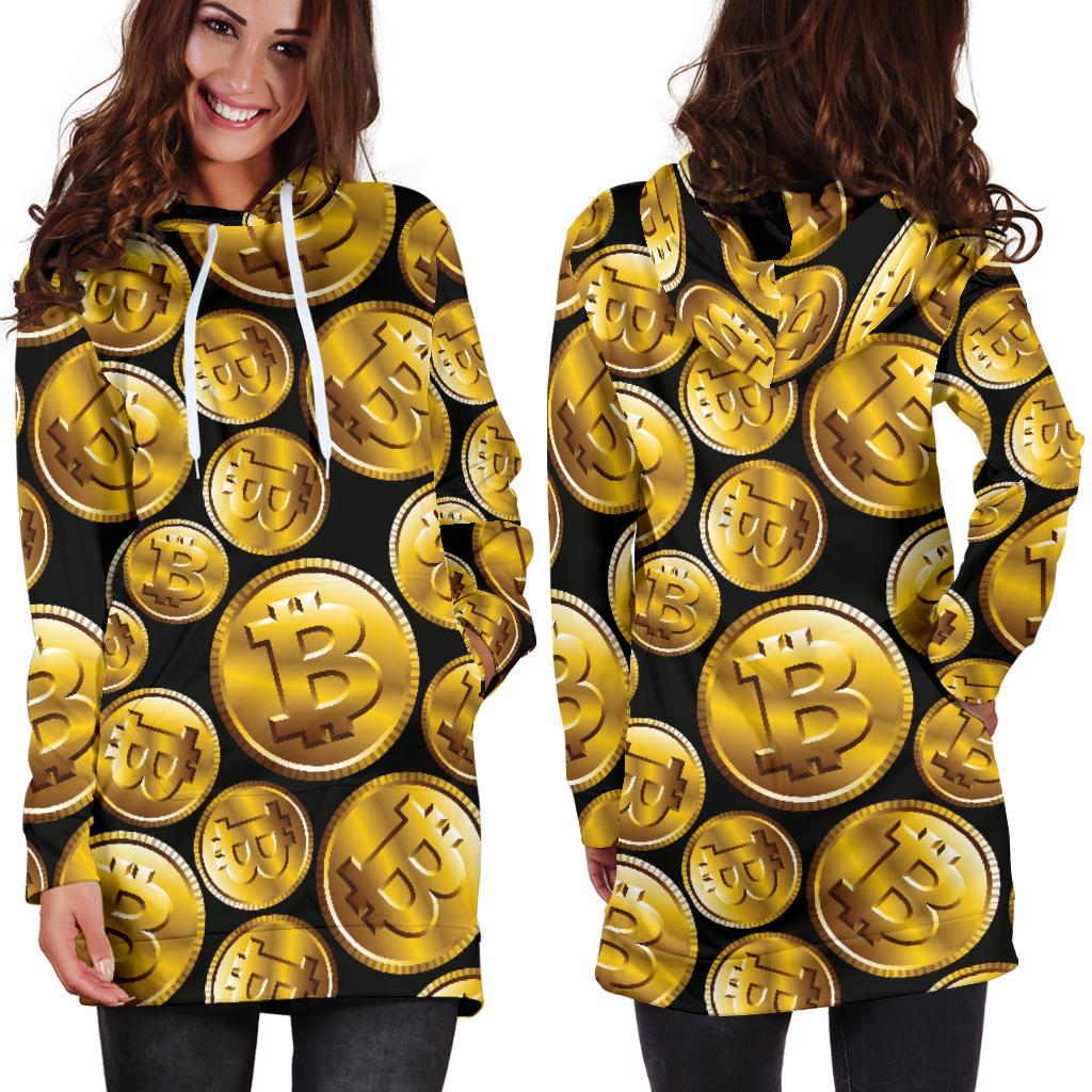 Bitcoin Pattern Print Design DO05 Women Hoodie Dress