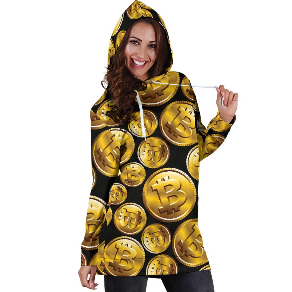 Bitcoin Pattern Print Design DO05 Women Hoodie Dress