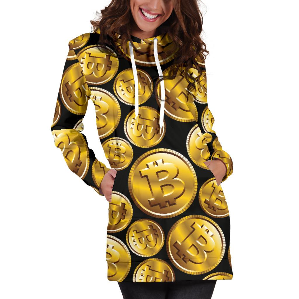 Bitcoin Pattern Print Design DO05 Women Hoodie Dress
