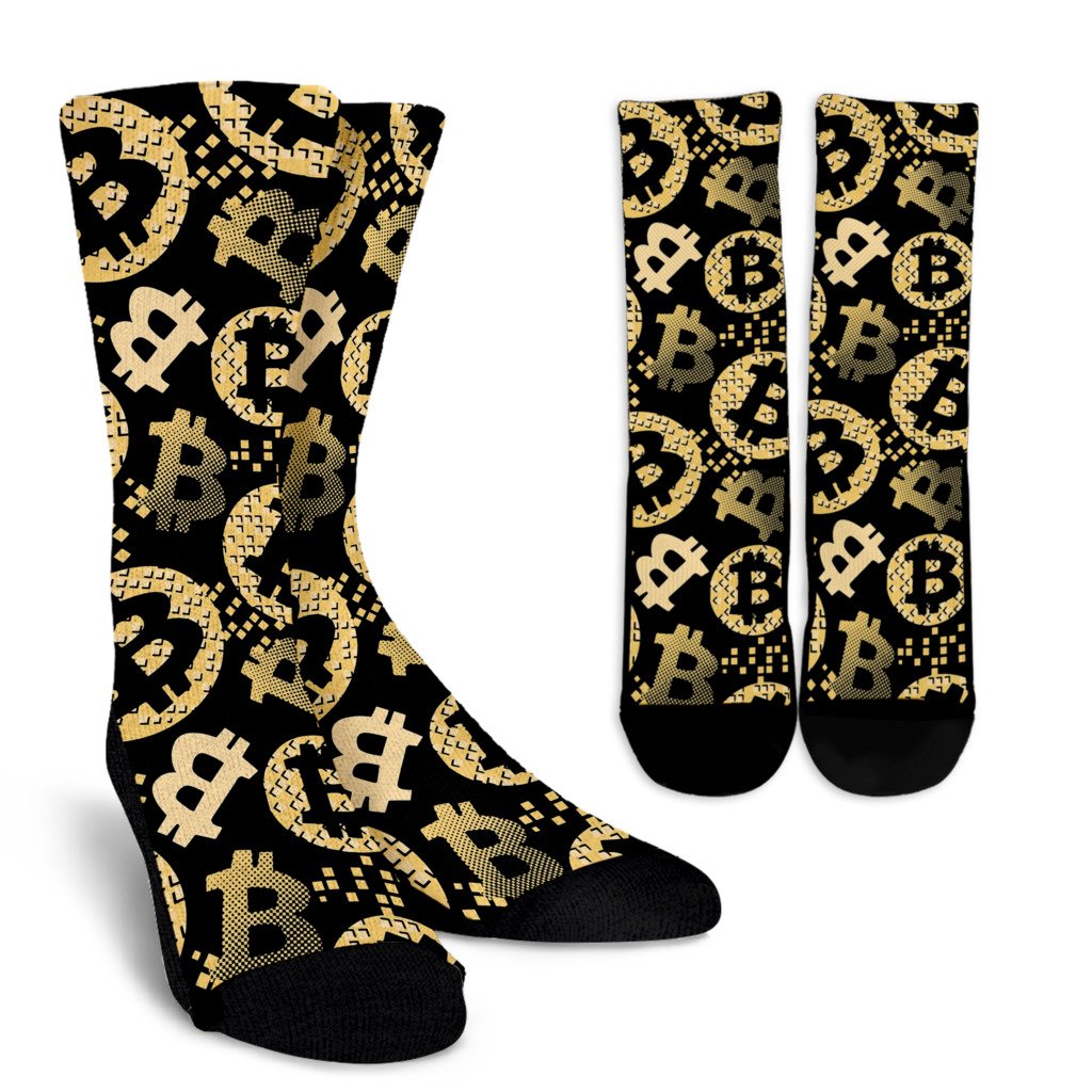 Bitcoin Pattern Print Design DO06 Crew Socks-JORJUNE.COM