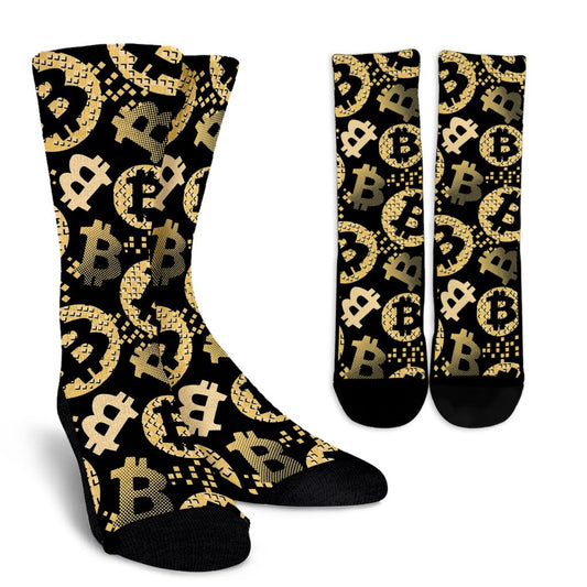 Bitcoin Pattern Print Design DO06 Crew Socks-JORJUNE.COM