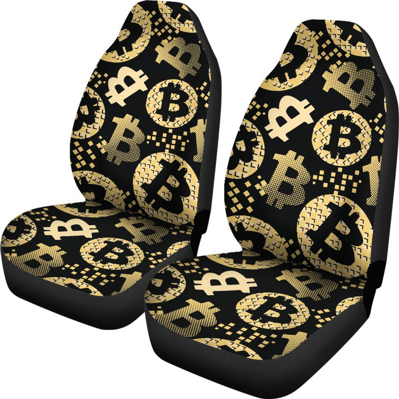 Bitcoin Pattern Print Design DO06 Universal Fit Car Seat Covers