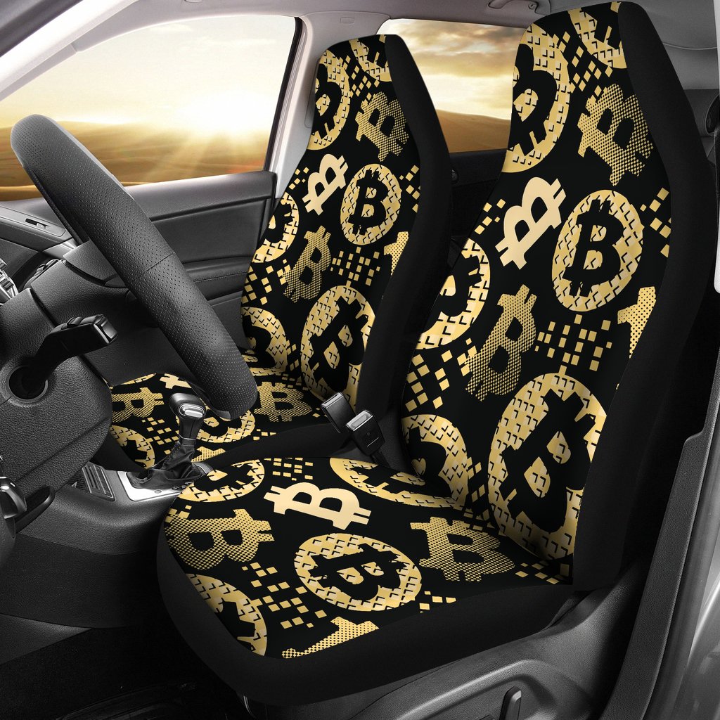 Bitcoin Pattern Print Design DO06 Universal Fit Car Seat Covers