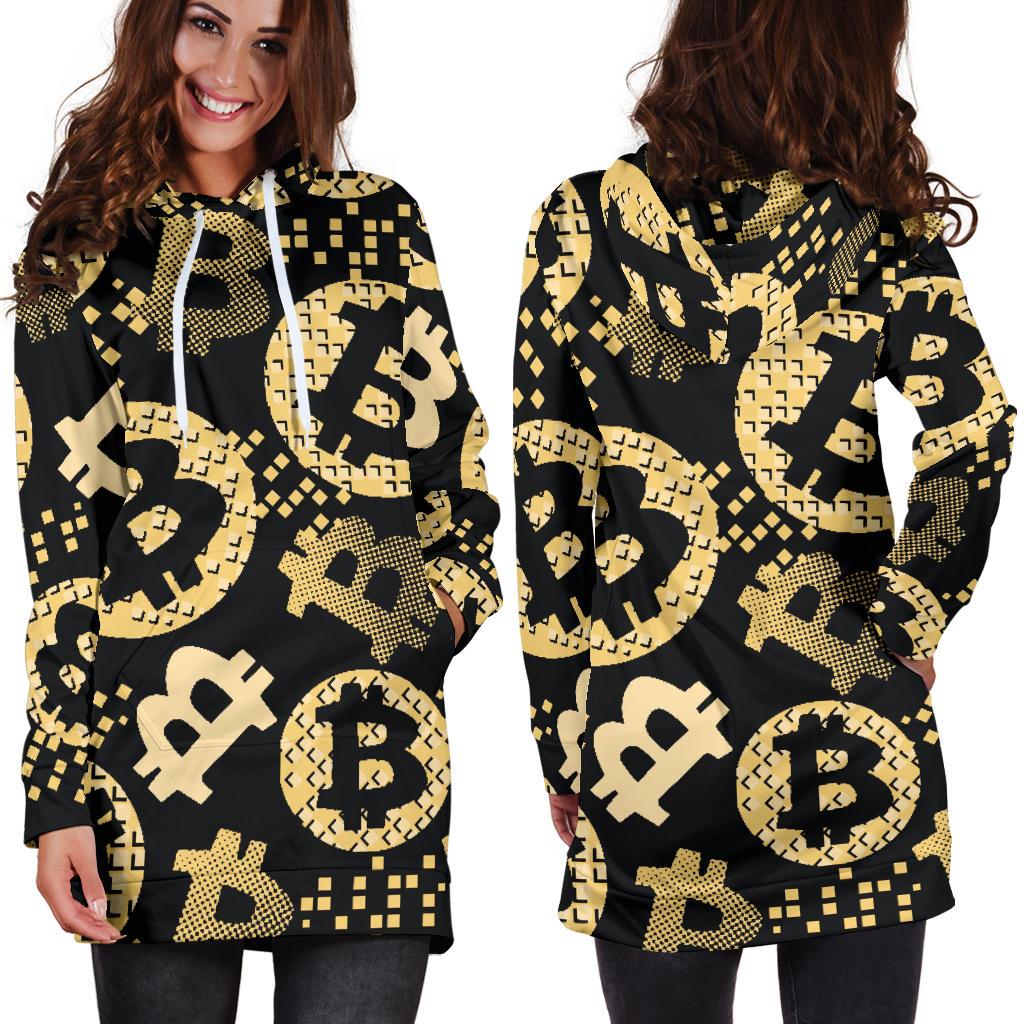 Bitcoin Pattern Print Design DO06 Women Hoodie Dress