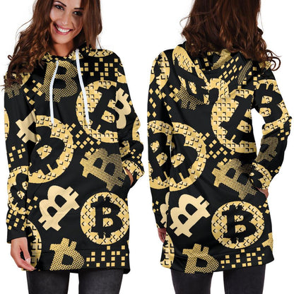 Bitcoin Pattern Print Design DO06 Women Hoodie Dress