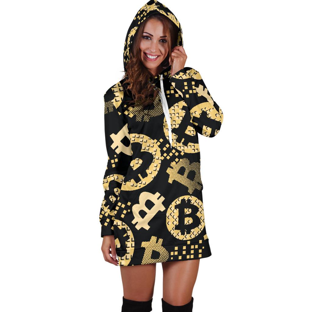 Bitcoin Pattern Print Design DO06 Women Hoodie Dress