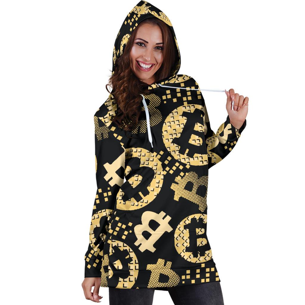 Bitcoin Pattern Print Design DO06 Women Hoodie Dress