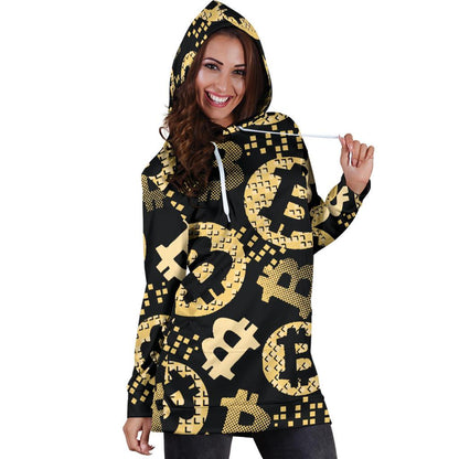 Bitcoin Pattern Print Design DO06 Women Hoodie Dress
