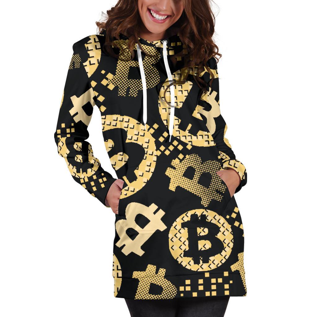 Bitcoin Pattern Print Design DO06 Women Hoodie Dress