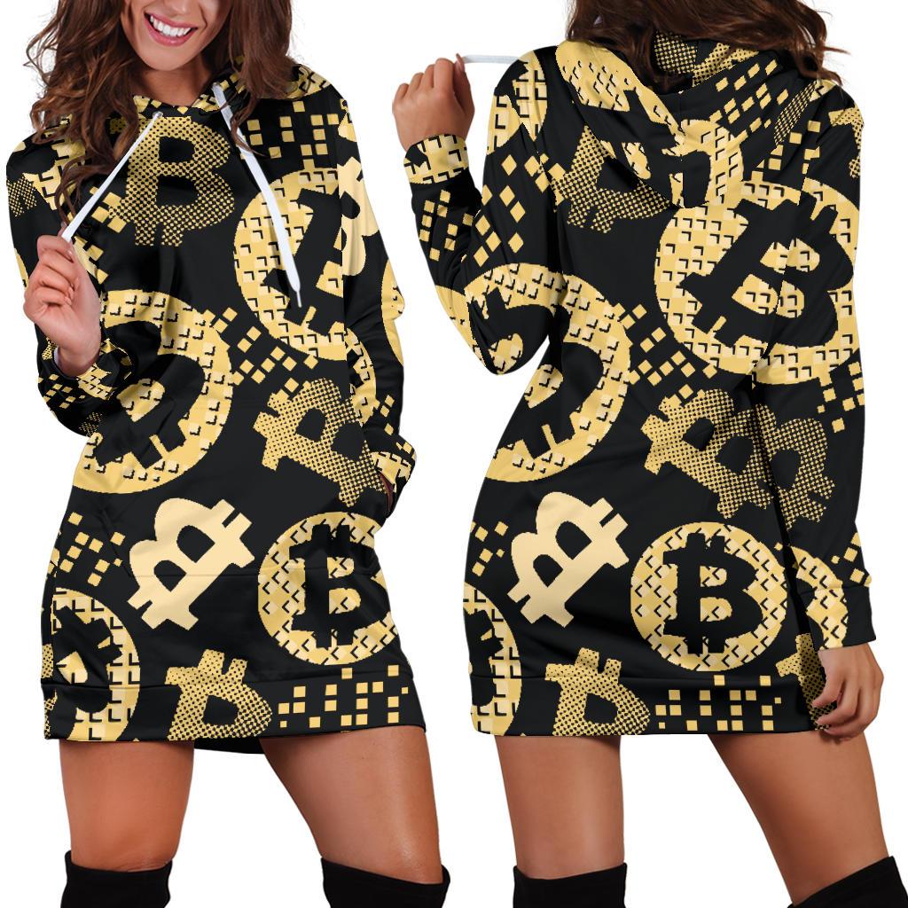 Bitcoin Pattern Print Design DO06 Women Hoodie Dress