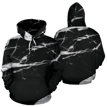 Black and White Marble All Over Print Hoodie