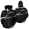 Black and White Marble All Over Zip Up Hoodie