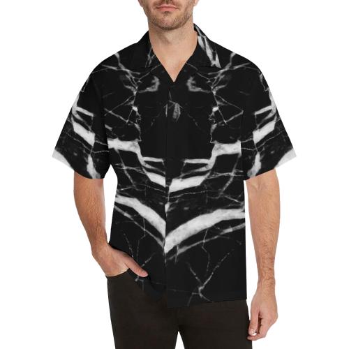 Black and White Marble Men Hawaiian Shirt