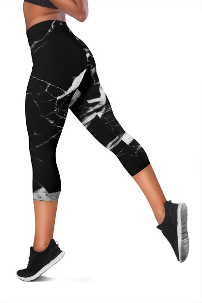 Black And White Marble Women Capris