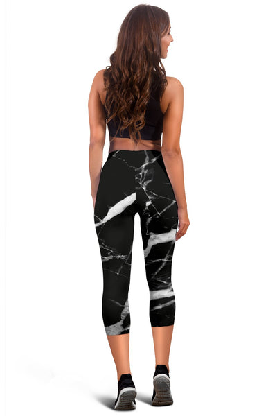 Black And White Marble Women Capris