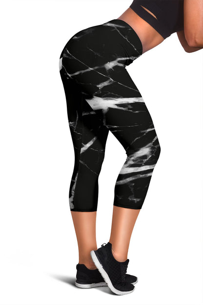 Black And White Marble Women Capris
