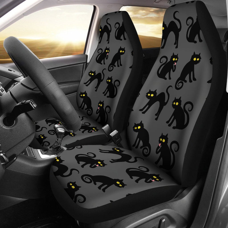 Black Cat Cute Print Pattern Universal Fit Car Seat Covers