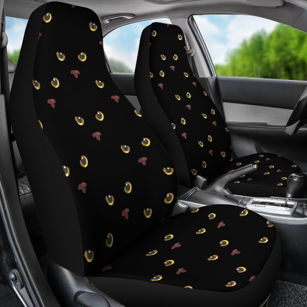 Black Cat Face Print Pattern Universal Fit Car Seat Covers