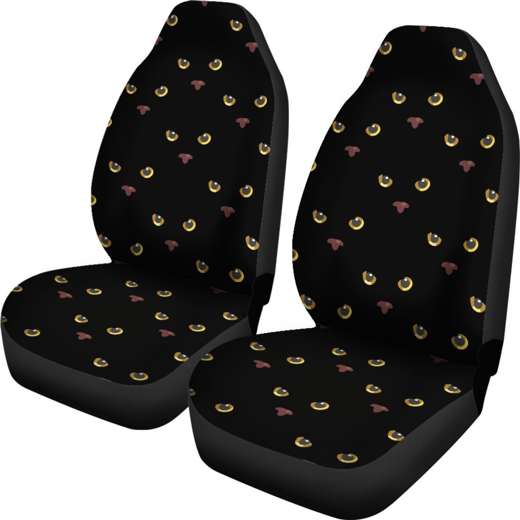 Black Cat Face Print Pattern Universal Fit Car Seat Covers