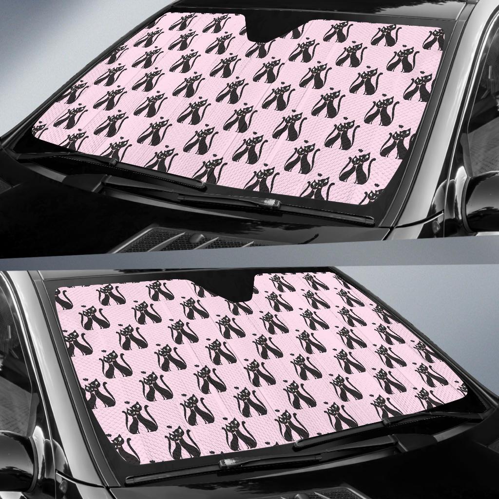 Black Cat Pattern Print Design 01 Car Sun Shade-JORJUNE.COM