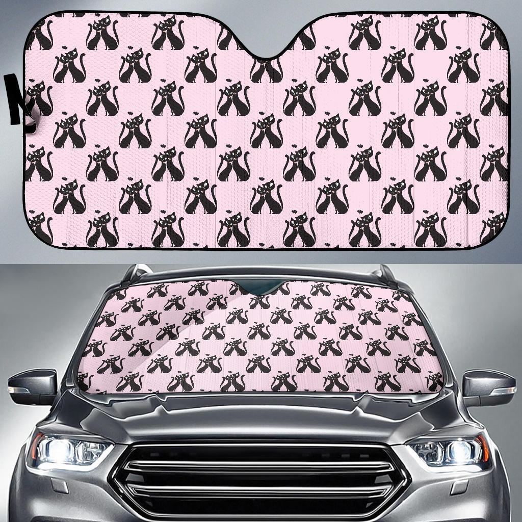 Black Cat Pattern Print Design 01 Car Sun Shade-JORJUNE.COM