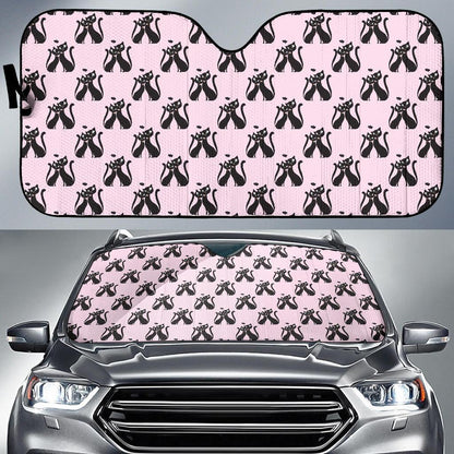 Black Cat Pattern Print Design 01 Car Sun Shade-JORJUNE.COM