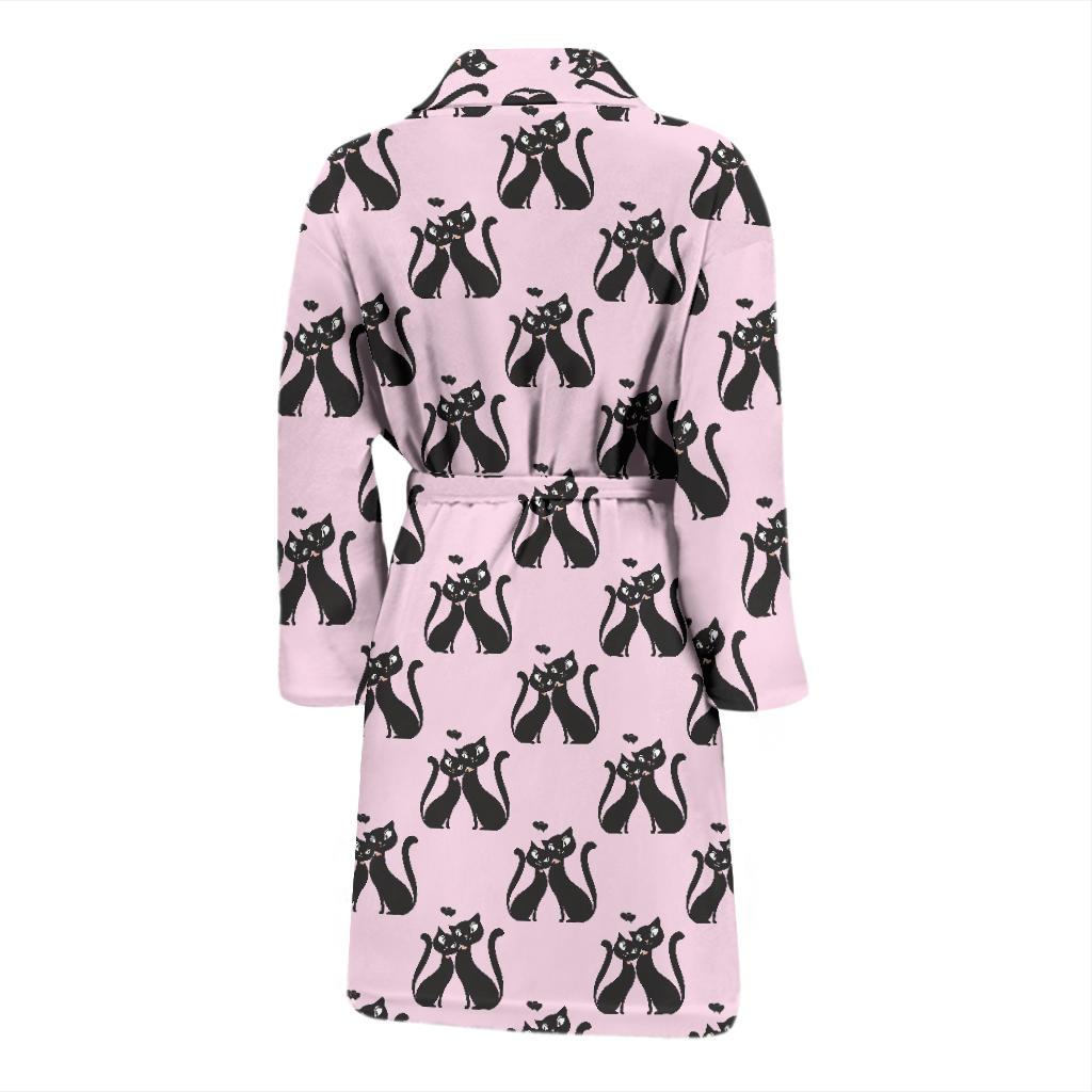 Black Cat Pattern Print Design 01 Men Bathrobe-JORJUNE.COM