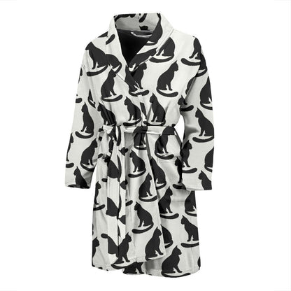 Black Cat Pattern Print Design 02 Men Bathrobe-JORJUNE.COM