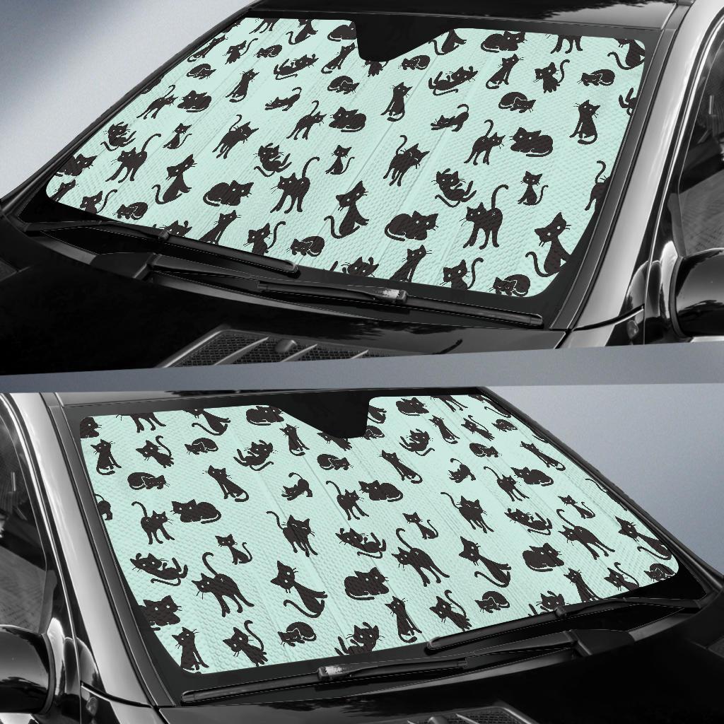 Black Cat Pattern Print Design 04 Car Sun Shade-JORJUNE.COM