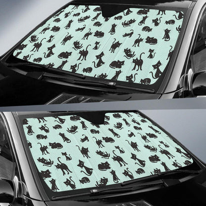 Black Cat Pattern Print Design 04 Car Sun Shade-JORJUNE.COM