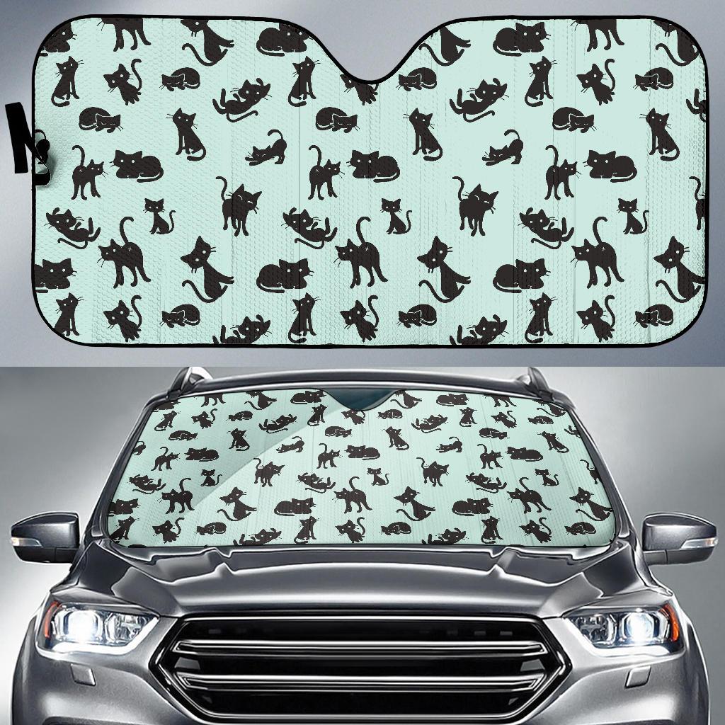 Black Cat Pattern Print Design 04 Car Sun Shade-JORJUNE.COM