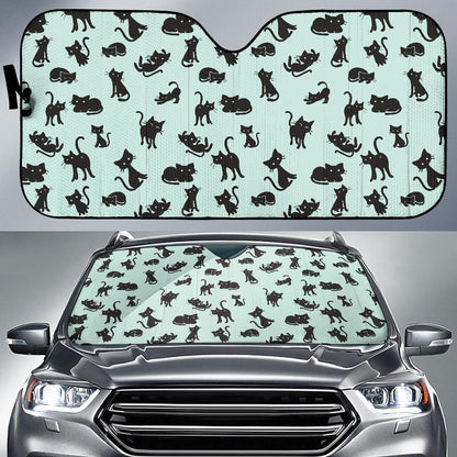 Black Cat Pattern Print Design 04 Car Sun Shade-JORJUNE.COM