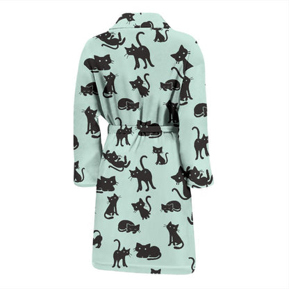 Black Cat Pattern Print Design 04 Men Bathrobe-JORJUNE.COM
