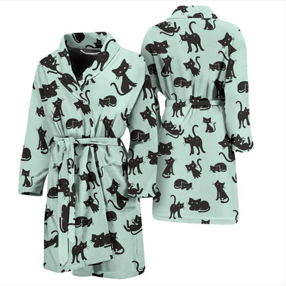 Black Cat Pattern Print Design 04 Men Bathrobe-JORJUNE.COM