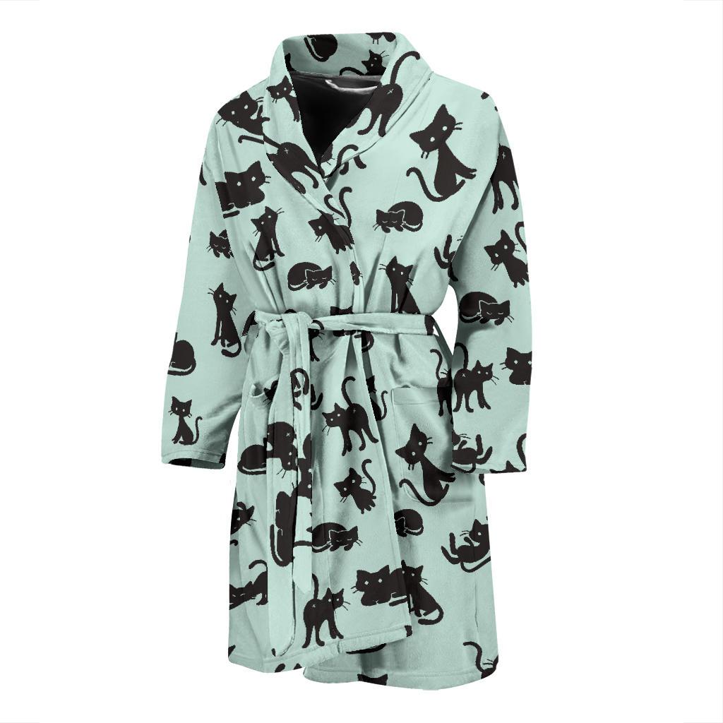 Black Cat Pattern Print Design 04 Men Bathrobe-JORJUNE.COM