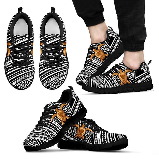 blackTribal Polynesian Sea Turtle Hawaiian Men Sneakers
