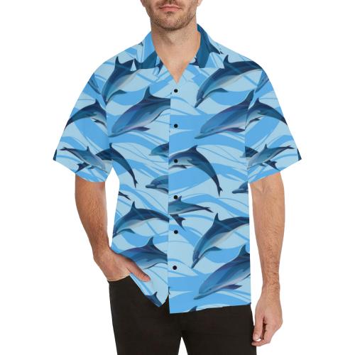 Blue Dolphin Men Hawaiian Shirt