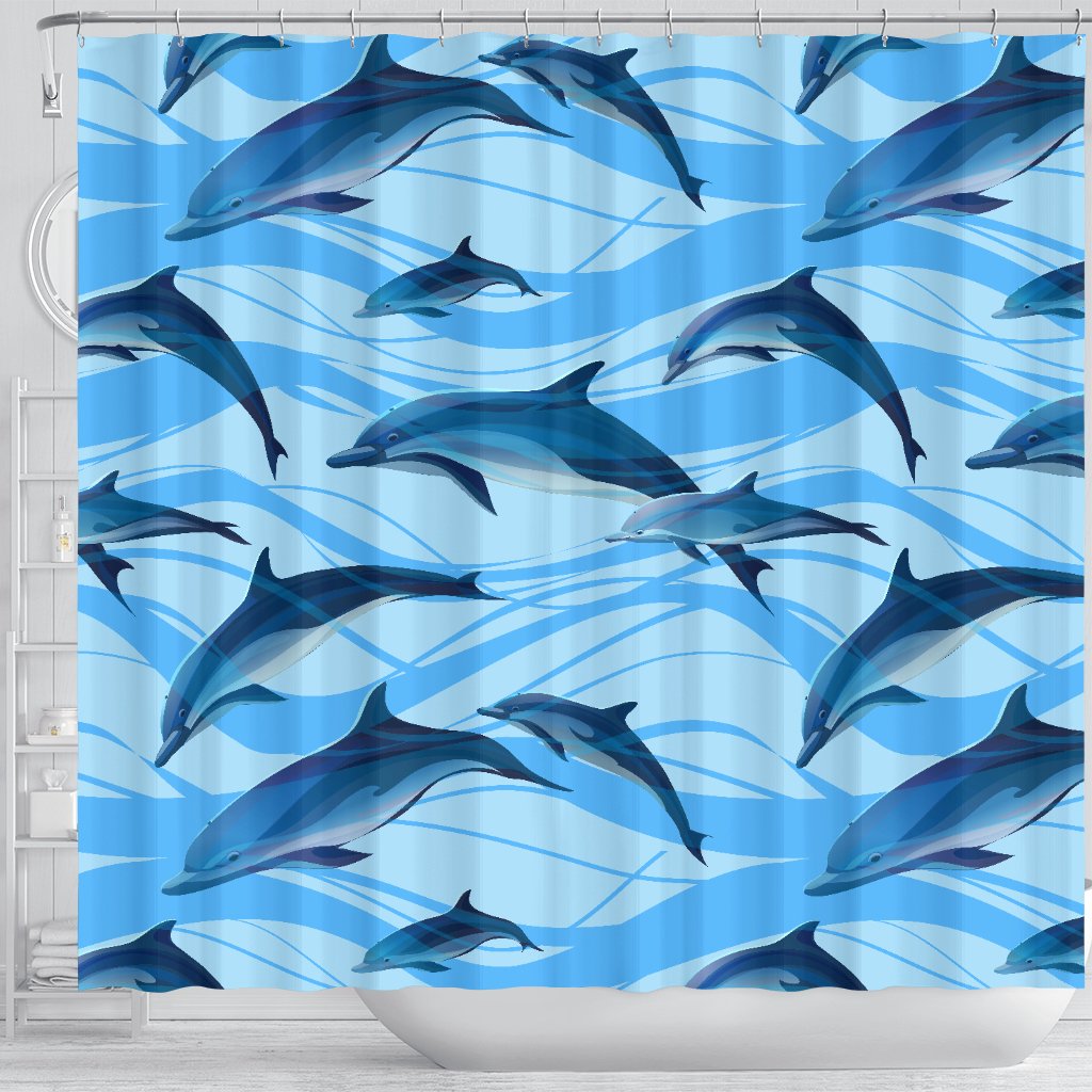 Blue Dolphin Shower Curtain
