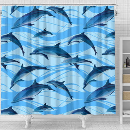 Blue Dolphin Shower Curtain
