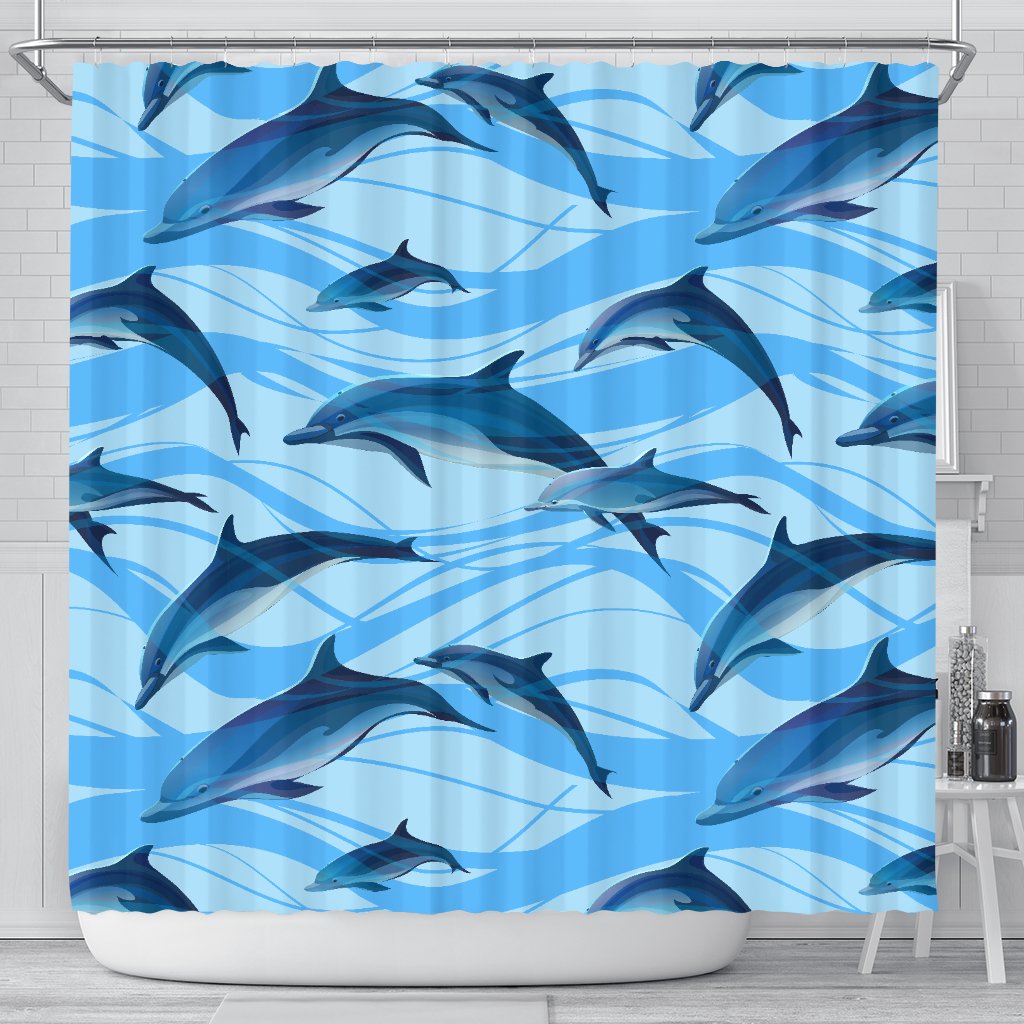 Blue Dolphin Shower Curtain