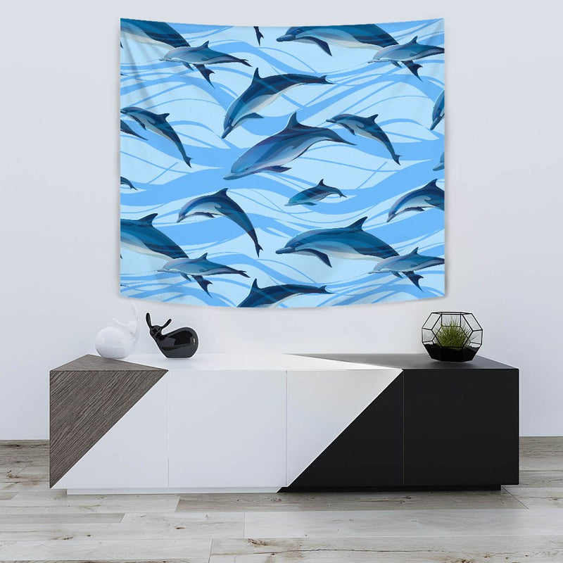 Blue Dolphin Wall Tapestry