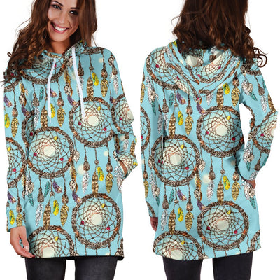 Blue Dream Catcher Women Hoodie Dress