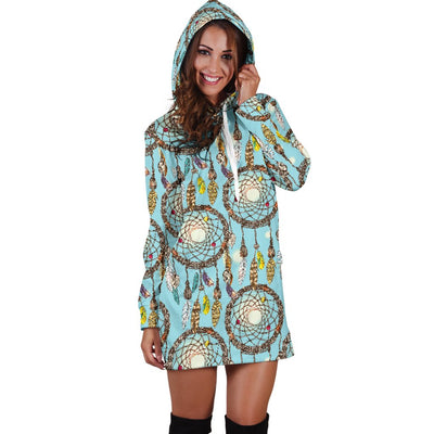 Blue Dream Catcher Women Hoodie Dress