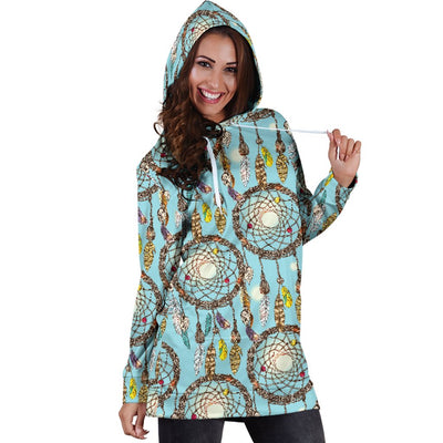 Blue Dream Catcher Women Hoodie Dress