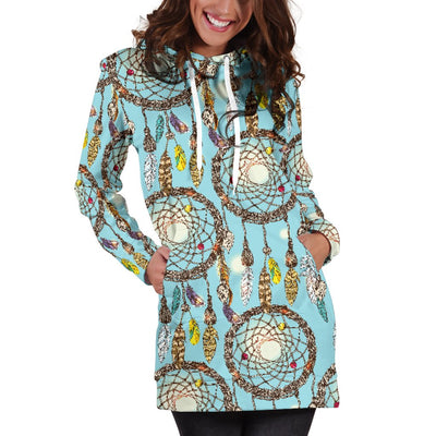 Blue Dream Catcher Women Hoodie Dress