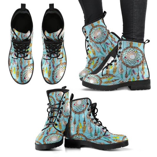 Blue Dream catcher Women & Men Leather Boots