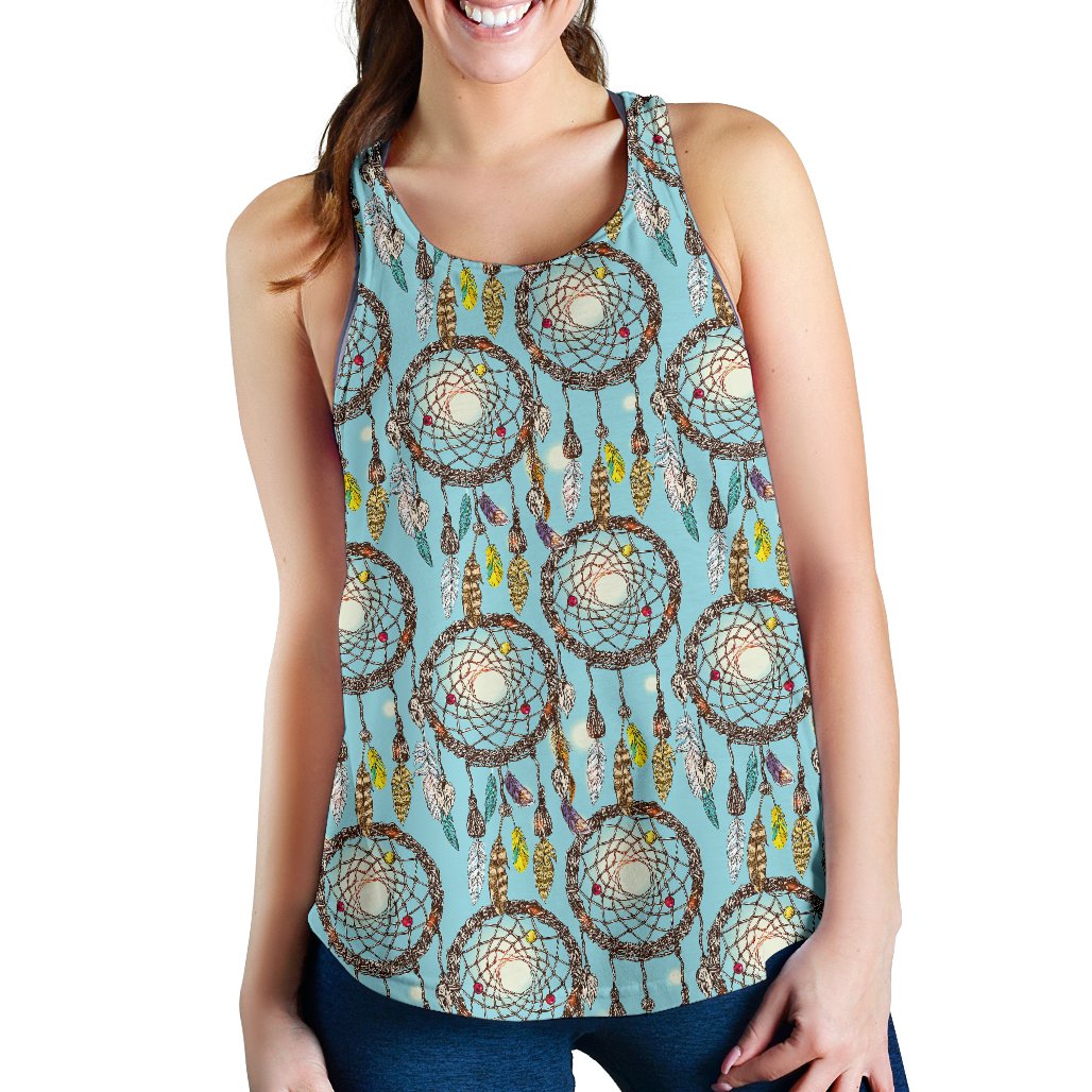 Blue Dream catcher Women Racerback Tank Top